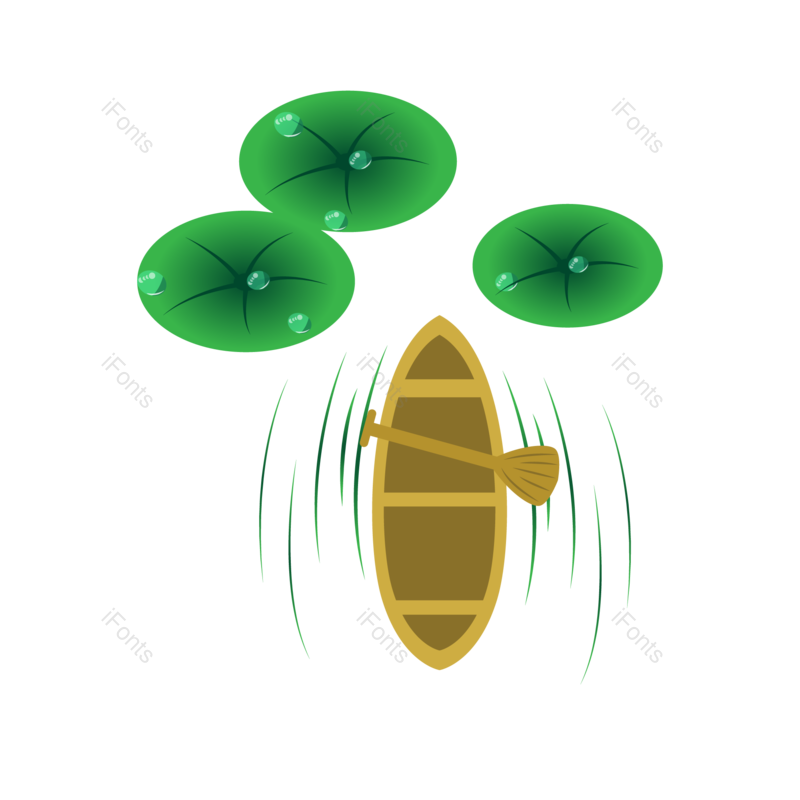 夏至图片,清新元素,小船PNG,手绘免抠素材